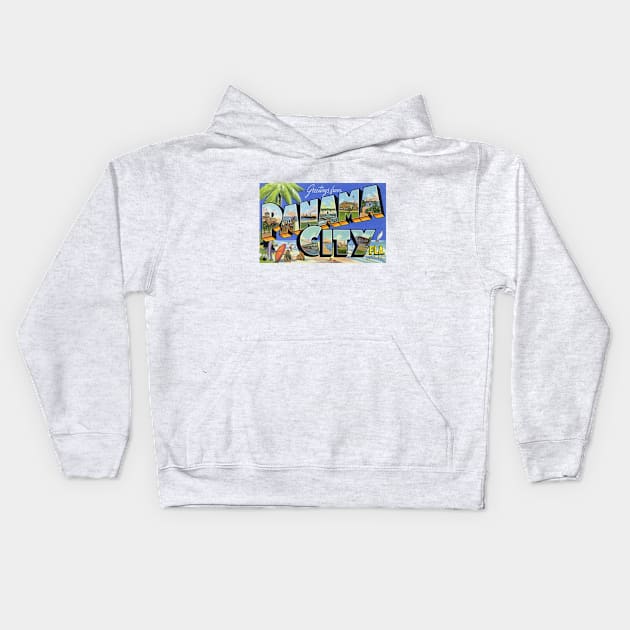 Greetings from Panama City, Florida - Vintage Large Letter Postcard Kids Hoodie by Naves